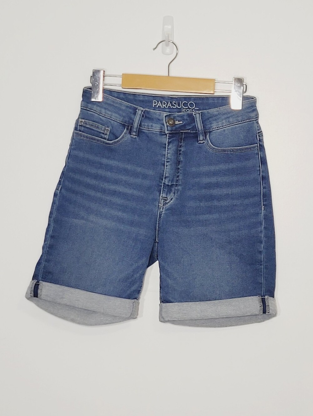 Parasuco Jeans Denim Blue Shorts Cotton Blend Pockets Belt Loops Size 6